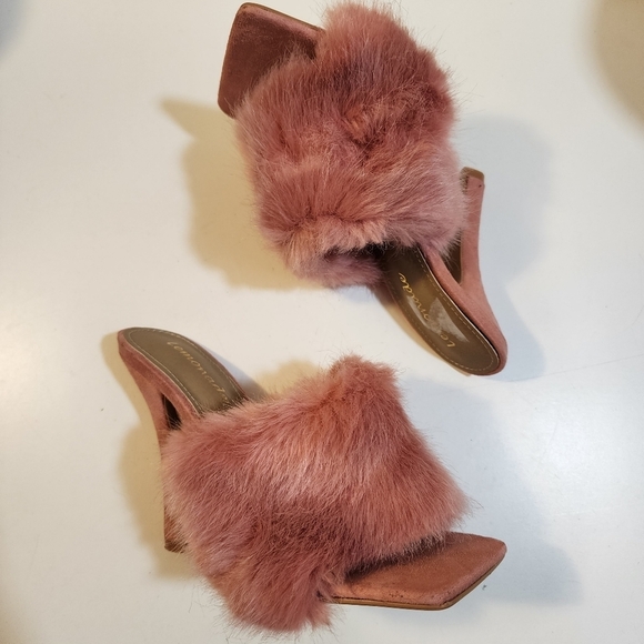 LEMONADE pink furry plush slip in  stilletos size 6 - Picture 2 of 13